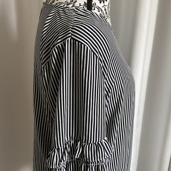Loft women’s flowy top v neck vertical stripes bell sleeves size small - Picture 5 of 12